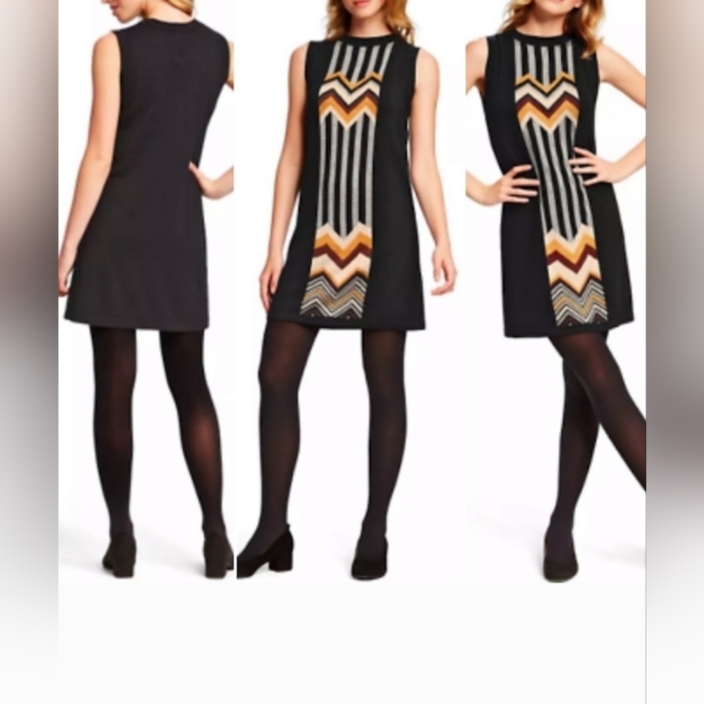 Missoni Black Dress with Gold and Tan Chevron